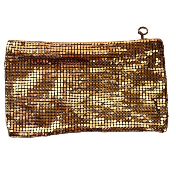 Vintage Handbags - Vintage Duramesh Fifth Avenue Gold Mesh Mirror Ball Clutch Purse 1940s